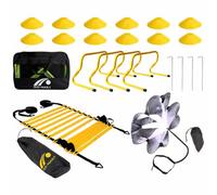 Yunmeryker Kit d'Entraînement Football Complet, Équipement d'Agilité avec Haies & e, pour Rapidité Coordination, Jaune, Noir, Gris, Argent