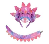 Yunmeryker Serre-tête Dinosaure Triceratops Déguisement Queue Accessoire Costume Enfant Légèreté Tissu Réaliste pour Fête Déguisée Cosplay Cadeau Anniversaire Sp, Rose
