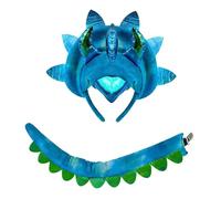 Yunmeryker Serre-tête Dinosaure Triceratops Déguisement Queue Accessoire Costume Enfant Légèreté Tissu Réaliste pour Fête Déguisée Cosplay Cadeau Anniversaire Sp, Bleu