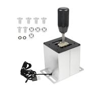 Yunmeryker Simulator Shifter PC USB Ergonomique avec Bouton Fibre de Carbone Diamètre 36mm Aluminium Alliage Connexion Rapide Adapté pour Jeux de Conduit, 7 Vitesses