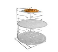 Yunmeryker Support pizza rectangulaire, grille de rangement pour plaques à pizza, râtelier de comptoir en fer plaqué argent, 30,5 × 30,5 cm, 30,5 x 30,5 x H42,5 CM (8 couc