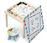 Yunmeryker Table Enfant Multi-activités en Bois pâle - Rangement intégré pour Jeu éducatif et créatif, Table de Jeu multifonctionnell