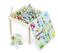 Yunmeryker Table Enfant Multi-activités en Bois pâle - Rangement intégré pour Jeu éducatif et créatif, Table de Construction multifon