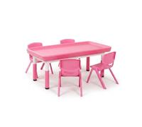 Yunmeryker Table Enfant Multifonctionnelle, d'Activités avec 4 Chaises, Plastique pour Maternelle & Chambre d'enfant, Rose