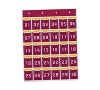 Yunmeryker Tableau de Poche pour Salle de vec Pochettes Numérotées, Rangement Intégré, Support pour Téléphone Portable, Organisateur Mural En Tissu Non T, Rouge 30 pochettes