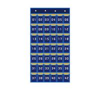 Yunmeryker Tableau de Poche pour Salle de vec Pochettes Numérotées, Rangement Intégré, Support pour Téléphone Portable, Organisateur Mural En Tissu Non T, 42 pochettes bleu