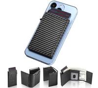 YunMor MagSafe Portefeuille pour homme avec porte-cartes pour 10 à 16 cartes avec blocage RFID, poche avant, fin en cuir fibre de carbone, portefeuille minimaliste pour homme avec fenêtre pour carte