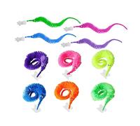 Yunmoxiao Lot de 10 vers duveteux magiques avec œil animé, jouet pour animal domestique avec ficelle invisible pour animaux de compagnie, chats, chiots, enfants, cadeaux de fête, festival, couleur