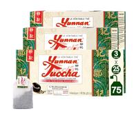 Yunnan Tuocha - Thé Tuocha Bio 100% Naturel - Régule le Cholestérol & Drainant -75 Sachets (3x25)- 50g - Origine Yunnan Garantie