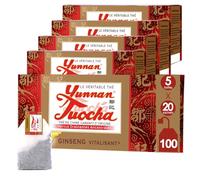 Yunnan Tuocha Zouji - Thé Tuocha au Ginseng - Vitalisant - 100 Sachets (5x20)- 200g - Origine Yunnan Garantie