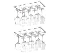 YunNasi 2 Pièces 4 Rangs Support Verre Suspendu, Porte Verres à Vin en Métal, Rangement Verre Installation sous Meuble, pour Bar, Restaurant, Cuisine, Blanc