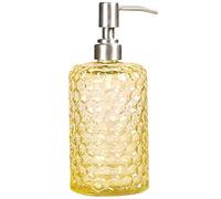 YunNasi Distributeur de Savon en Verre et Buse en Acier Inoxydable pour Salle de Bain, WC ou Cuisine (Jaune)