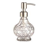 YunNasi Distributeur de savon liquide avec pompe en acier inoxydable, design en cristal transparent, vintage et élégant, rechargeable, pour comptoir de salle de bain, évier de cuisine, style 1