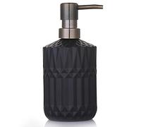 YunNasi Distributeurs de Savon Liquide Rechargeable en Verre pour Détergent à Vaisselle, Lotion de Shampoing, Comptoir de Salle de Bain, Cuisine, Buanderie (Noir)