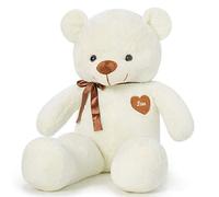 YunNasi Ours en Peluche Géant Nounours Grand Doudou Teddy Doux Ours L 80CM Blanc Cadeau pour Enfants et Amie