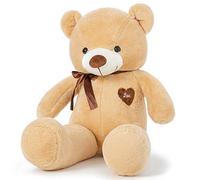 YunNasi Ours en Peluche Géant Nounours Grand Doudou Teddy Doux Ours XL 100CM Brun Clair Cadeau pour Enfants et Amie