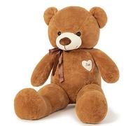 YunNasi Ours en Peluche Géant Nounours Grand Doudou Teddy Doux Ours XL 100CM Marron Foncé Cadeau pour Enfants et Amie