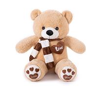 YunNasi Ours en Peluche Nounours Géant Cadeau d’Anniversaire ou Le Mariage ou Les Autres Fêtes (80cm, Brun Clair)