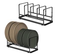 YunNasi Rangement Assiettes Placard, Porte Assiette, Egouttoir Vaisselle pour Plateaux de Cuisson et Planches à Découper (Noir, Large-2 Pièces)