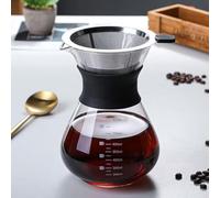 YunNasi Verser Over Cafetière en verre avec filtre permanent Filtre à Café Manuelle Tasse verseuse cafetière (800 ml)