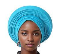 YUNNESS Turban africain pour femme - Foulard formel - Chapeau turban - Turban ethnique - Turban nigérian, bleu lac, 6 7/8/7 1/8