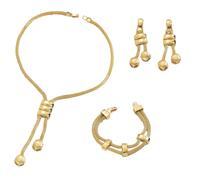 YUNNIAN 3Piece Geometric Tassels Jewelry Set Long Stackable Necklace Earrings Bracelet Alloy Set Accessory For Women Gift Minimalist Geometric Pendant