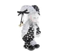 YUNNIAN Antique White Ceramic Clown Doll with Glass Eyes and Glittering Outfit for Shelf Tabletop Display Home Office Decoration Antique Clown Figurine