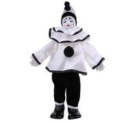 YUNNIAN Antique White Ceramic Clown Doll with Glass Eyes and Glittering Outfit for Shelf Tabletop Display Home Office Decoration Antique Clown Figurine