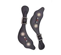 YUNNIAN Bouettes À Bottes Occidentales Vintage Réglables avec Conception De Fleurs Accessoires Équestres en Cuir PU pour Les Cavaliers Chevaux Boot Fleur Occidentale Bonne Sangle
