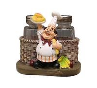 YUNNIAN Lot de 2 figurines en résine pour assaisonnement/cure-dents - Décoration d'intérieur - Statue de chef - Sels et poivrons - Porte-bouteille