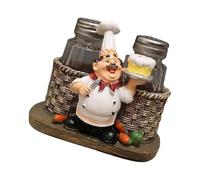 YUNNIAN Lot de 2 figurines en résine pour assaisonnement/cure-dents - Décoration d'intérieur - Statue de chef - Sels et poivrons - Porte-bouteille