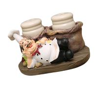 YUNNIAN Lot de 2 figurines en résine pour assaisonnement/cure-dents - Décoration d'intérieur - Statue de chef - Sels et poivrons - Porte-bouteille