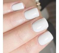 YUNNIAN Lot de 24 faux ongles carrés courts blancs à coller sur les ongles en acrylique - Couleur unie