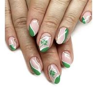 YUNNIAN Lot de 24 faux ongles courts en amande à coller sur les ongles pour festival