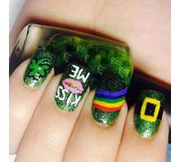 YUNNIAN Lot de 24 faux ongles en acrylique pailleté Motif lèvres arc-en-ciel
