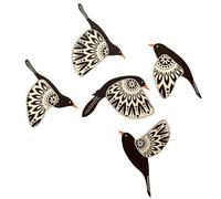 YUNNIAN Lot de 5 Oiseaux en Bois Fait Main Décoration Murale Suspendu pour Chambre Salon Bibliothèque Maison Scandinave