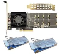 YUNNIAN Plugs Play 4 ports NVMe PCIe4.0 Adaptateurs d'extension 4 emplacements Débit 16 Go/s Idéal pour les postes de travail Mise à niveau de stockage Adaptateurs NVMe dissipateur thermique en