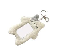 YUNNIAN Porte-cartes en peluche de dessin animé - Couverture de cartes en peluche - Porte-cartes photo - Porte-clé, Chaton blanc, Size Approx. 15x11cm/5.9x4.33in