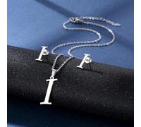 YUNNIAN Stainless Steel Pendant Necklace Ear Studs Set Fashion Letter Necklace Adjustable Chain Present For Man Woman Silver Letter And Earrings Set