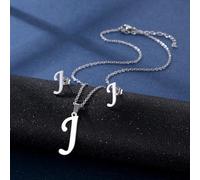 YUNNIAN Stainless Steel Pendant Necklace Ear Studs Set Fashion Letter Necklace Adjustable Chain Present For Man Woman Silver Letter And Earrings Set