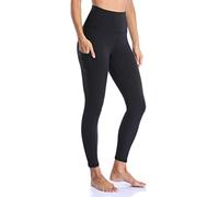 YUNOGA Women's High Waist Buttery Soft Athletic Yoga Pants 25" Inseam Leggings with Pockets (L, Black)