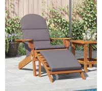 Yunovire Adirondack Chaise de jardin pliable avec repose-pieds, en bois d'acacia massif, 75 x 84 x 90 cm, coussin gris foncé, pour balcon et terrasse, fauteuil d'extérieur confortable