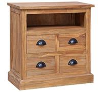 Yunovire Armoire d'appoint 60 x 30 x 60 cm, en teck massif, style colonial, avec 4 tiroirs, buffet robuste pour salon, couloir, chambre à coucher, meubles de maison