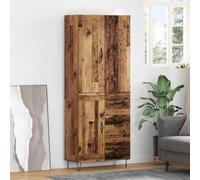 Yunovire Armoire haute, aspect bois vieilli, 2 pièces, bois d'ingénierie et verre, 69,5 x 34 x 180 cm, ensemble de meubles de salon, salle à manger moderne, beaucoup d'espace de rangement