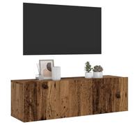 Yunovire Armoire murale - Aspect bois vieilli - 100 x 30 x 30 cm - Matériau en bois robuste - Cabinet multimédia moderne pour le salon - Support TV pratique avec espace de rangement