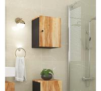 Yunovire Armoire murale de salle de bain en bois d'acacia massif - 38 x 33 x 48 cm - Avec 2 compartiments - Pour salle de bain - Montage mural - Rangement et rangement - Porte flexible - Finition