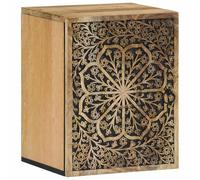 Yunovire Armoire murale de salle de bain en bois de manguier massif 38 x 33 x 48 cm avec motif sculpté à la main, montage mural, espace de rangement pour salle de bain, WC d'invités, cosmétiques et