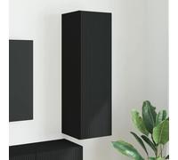 Yunovire Armoire murale en bois - Noir - 30 x 31 x 100 cm - Design moderne - Étagère multimédia murale pour salon, chambre à coucher - Rangement peu encombrant