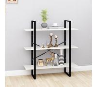 Yunovire Bibliothèque à 3 étagères, blanche, 100 x 30 x 105 cm, en pin massif, robuste, pour salon, bureau et chambre à coucher, polyvalente avec étagères