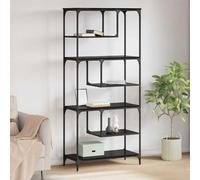 Yunovire Bibliothèque aspect chêne noir, 81 x 36 x 176 cm, en matériau dérivé du bois, étagère autoportante avec 7 compartiments, pour salon, bureau, chambre à coucher, style industriel
